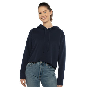 Women's Laguna Sueded Raw Edge Crop Hoodie Sweatshirt