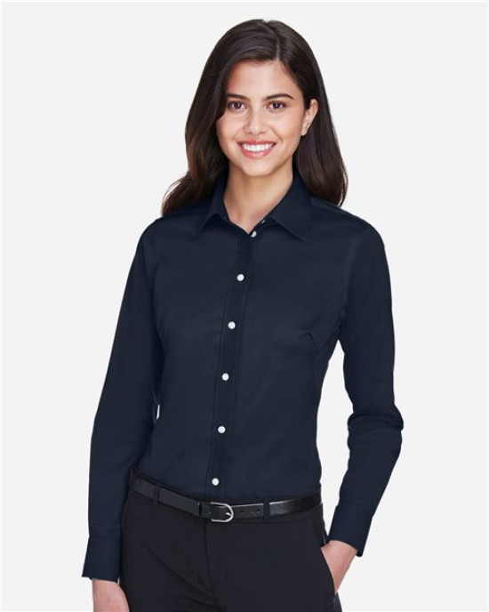 Women's Crown Collection® Solid Stretch Twill Woven Dress Shirt