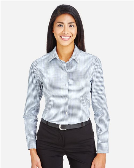 Women's CrownLux Performance® Micro Windowpane Woven Dress Shirt