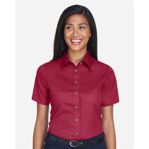 Women's Easy Blend™ Short Sleeve Twill Dress Shirt with Stain-Release