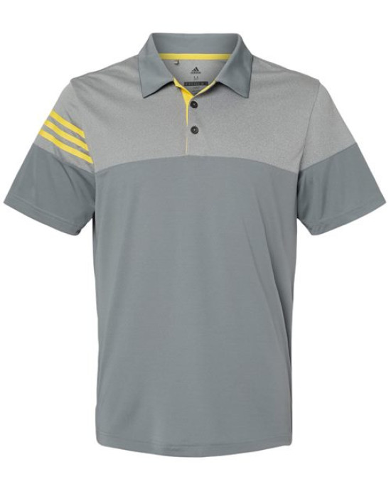 Men's Heathered 3-Stripes Colorblocked Polo