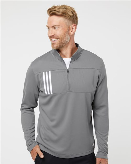 Men's 3-Stripe Double-Knit Quarter-Zip Pullover