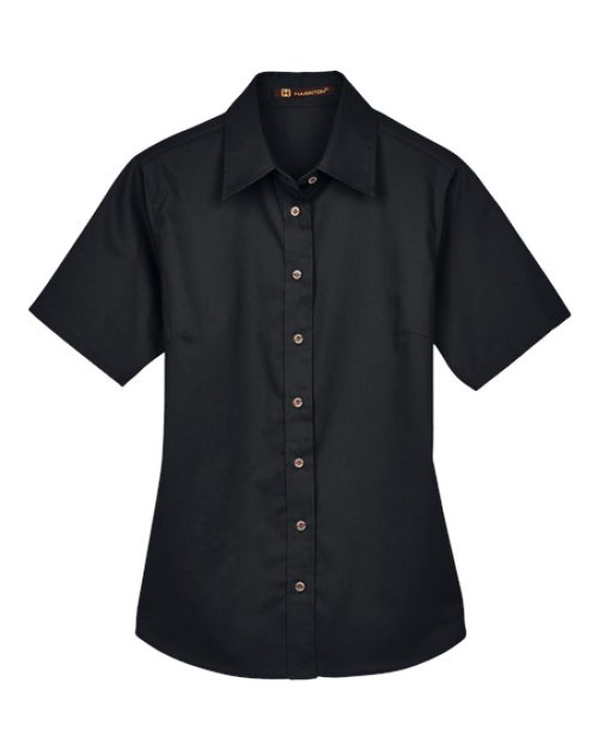 Women's Easy Blend™ Short Sleeve Twill Dress Shirt with Stain-Release