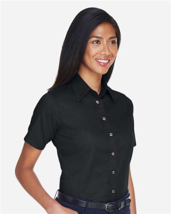 Women's Easy Blend™ Short Sleeve Twill Dress Shirt with Stain-Release