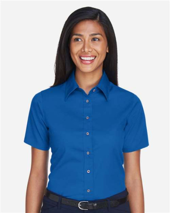 Women's Easy Blend™ Short Sleeve Twill Dress Shirt with Stain-Release