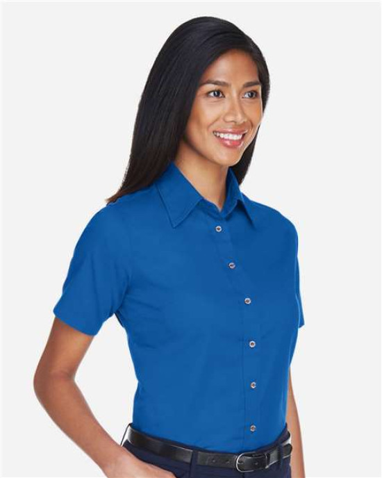 Women's Easy Blend™ Short Sleeve Twill Dress Shirt with Stain-Release