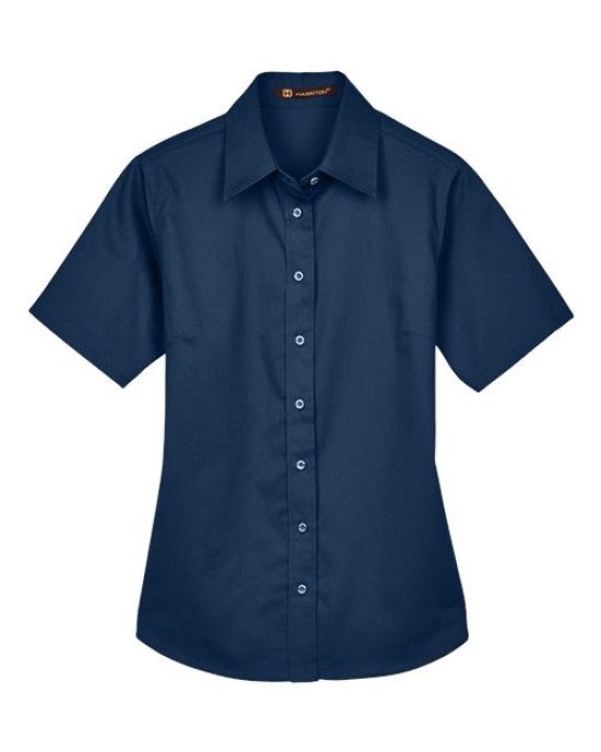 Women's Easy Blend™ Short Sleeve Twill Dress Shirt with Stain-Release