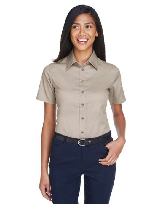 Women's Easy Blend™ Short Sleeve Twill Dress Shirt with Stain-Release