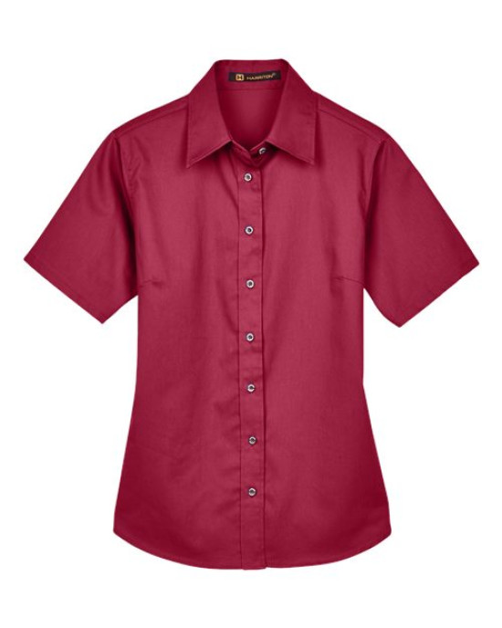 Women's Easy Blend™ Short Sleeve Twill Dress Shirt with Stain-Release