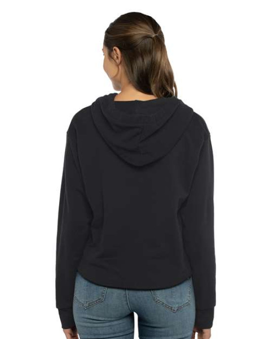 Women's Laguna Sueded Raw Edge Crop Hoodie Sweatshirt
