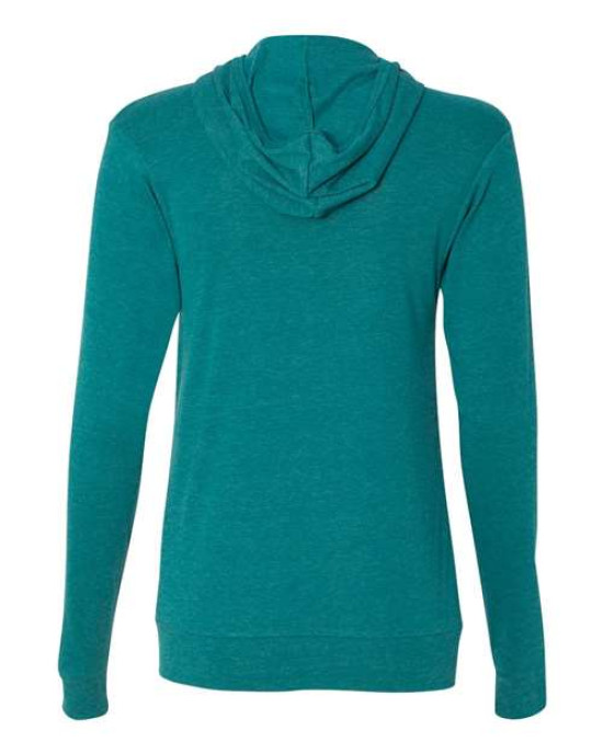 Unisex Triblend Lightweight Full-Zip Hooded Long Sleeve Tee