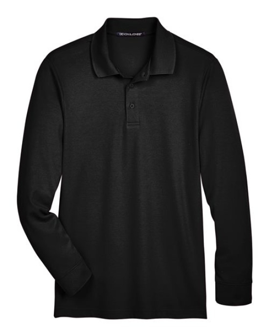 Men's CrownLux Performance® Plaited Long Sleeve Polo