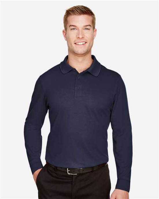 Men's CrownLux Performance® Plaited Long Sleeve Polo