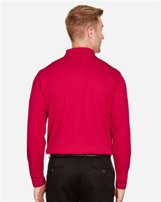 Men's CrownLux Performance® Plaited Long Sleeve Polo
