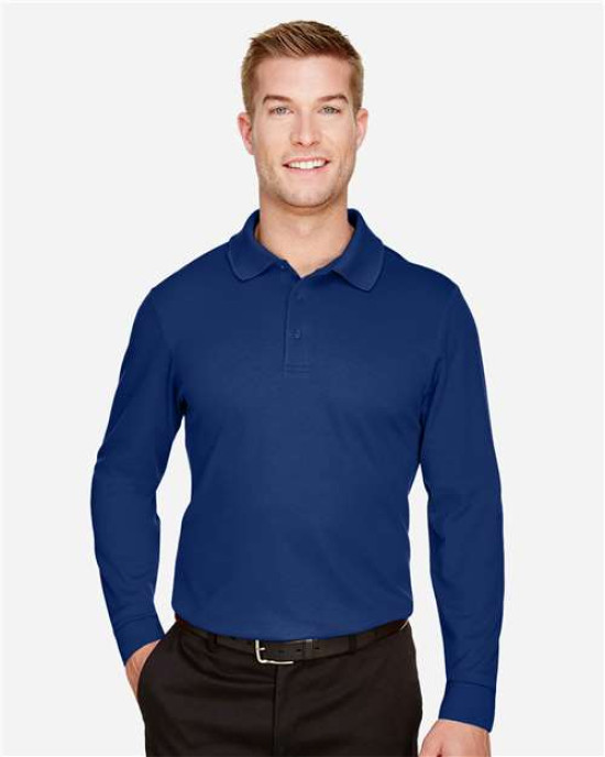 Men's CrownLux Performance® Plaited Long Sleeve Polo