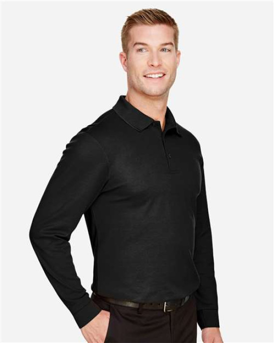 Men's Tall CrownLux Performance® Plaited Long Sleeve Polo