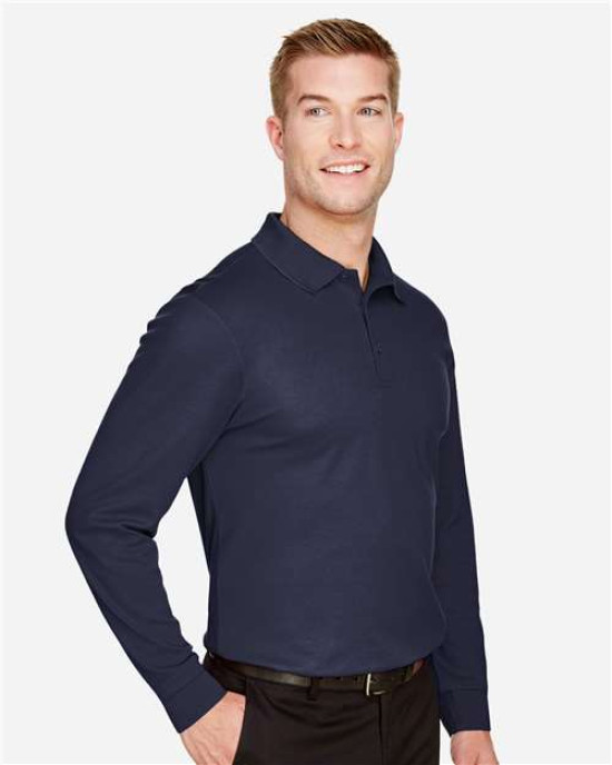Men's Tall CrownLux Performance® Plaited Long Sleeve Polo