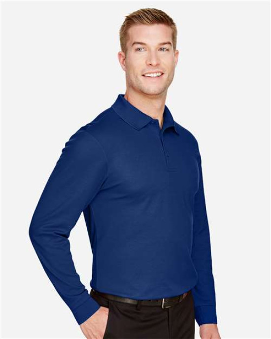 Men's Tall CrownLux Performance® Plaited Long Sleeve Polo