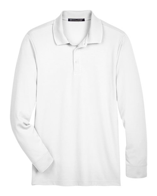 Men's Tall CrownLux Performance® Plaited Long Sleeve Polo