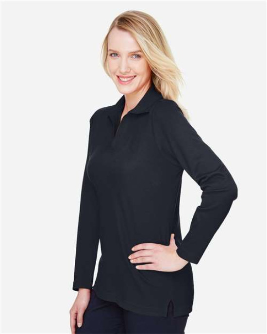 Women's CrownLux Performance® Plaited Long Sleeve Polo