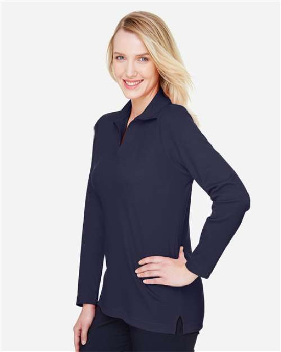 Women's CrownLux Performance® Plaited Long Sleeve Polo