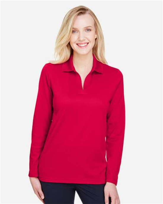 Women's CrownLux Performance® Plaited Long Sleeve Polo