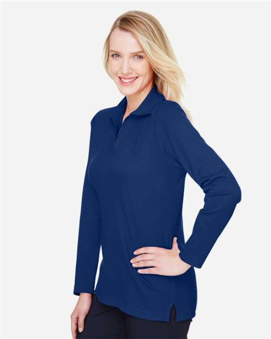 Women's CrownLux Performance® Plaited Long Sleeve Polo