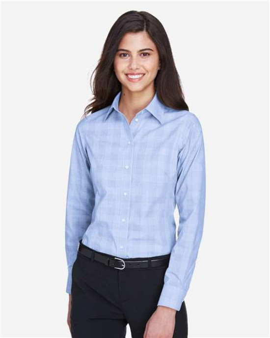 Women's Crown Collection® Glen Plaid Woven Dress Shirt