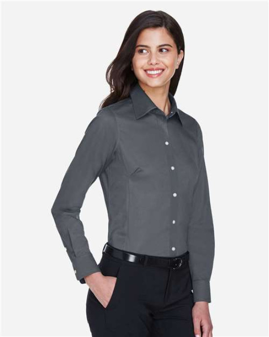 Women's Crown Collection® Solid Stretch Twill Woven Dress Shirt