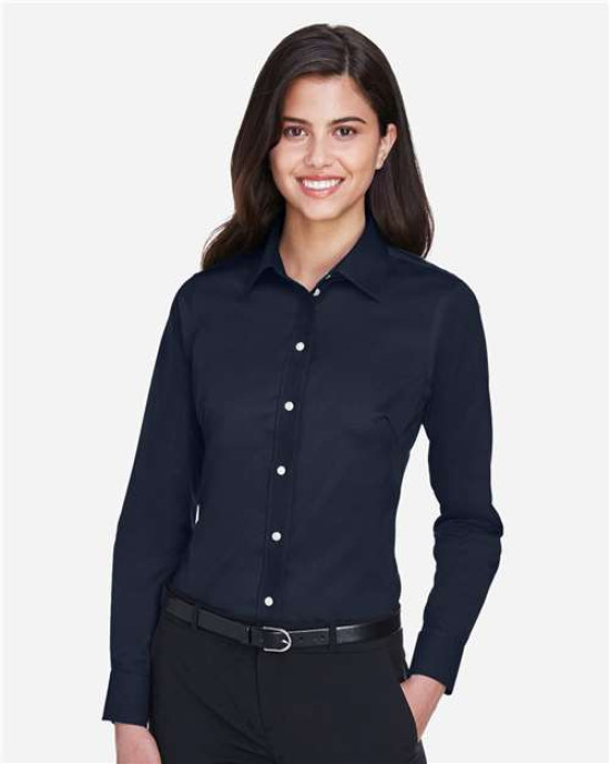 Women's Crown Collection® Solid Stretch Twill Woven Dress Shirt