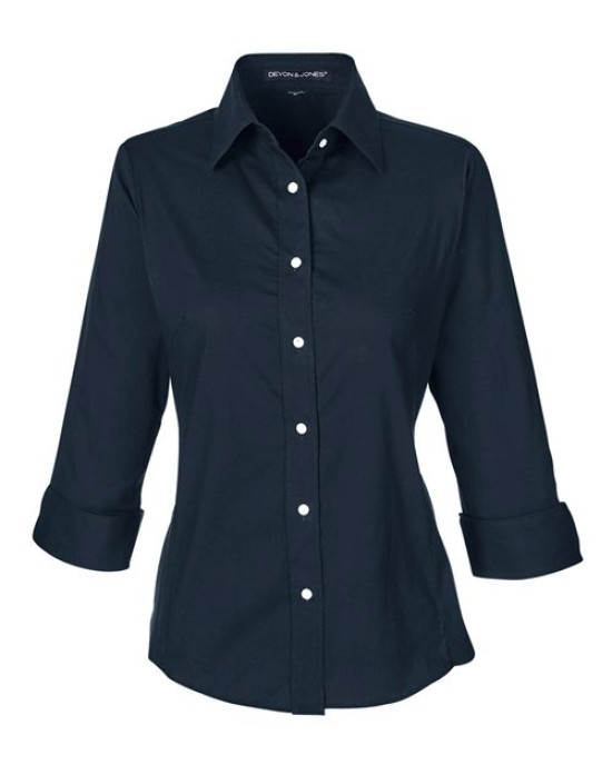Women's Perfect Fit™ Three-Quarter Sleeve Stretch Poplin Dress Shirt