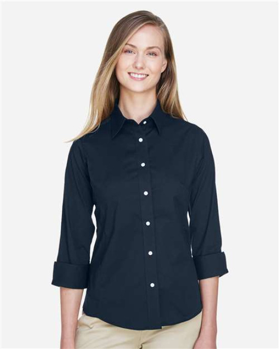 Women's Perfect Fit™ Three-Quarter Sleeve Stretch Poplin Dress Shirt