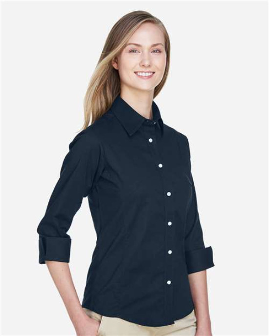 Women's Perfect Fit™ Three-Quarter Sleeve Stretch Poplin Dress Shirt